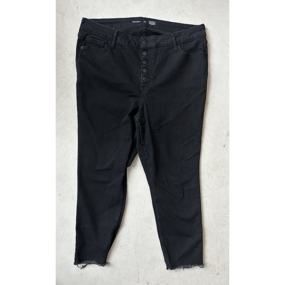 Old Navy Rockstar Super Skinny Jeans Womens 18P Black Stretch Button Fly